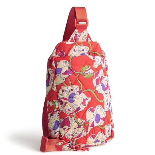Vera Bradley Women's Featherweight Lorman Sling Backpack, Swirling Poppies, One Size