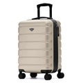 Flight Knight 22x14x9 Expandable Carry On Suitcase Hardside TSA Lock USB C Port Lightweight Luggage Silent Double Spinner Wheels Maximum Overhead Carry-On Bag American United Approved Champagne