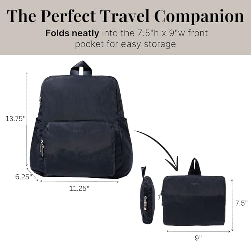 Baggallini Women's Carryall Packable Backpack, French Navy