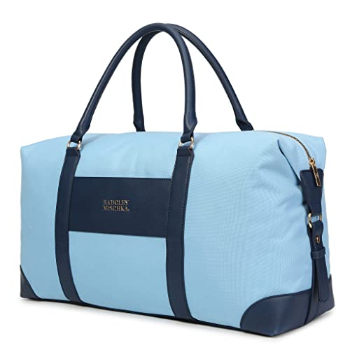Badgley Mischka Barbara Canvas Tote Weekender Travel Bag (Light Blue)