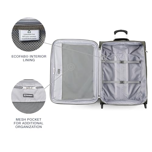 Travelpro Maxlite 5 Softside Expandable Upright 2 Wheel Checked Medium Luggage, Lightweight, 26-Inch — Slate Green