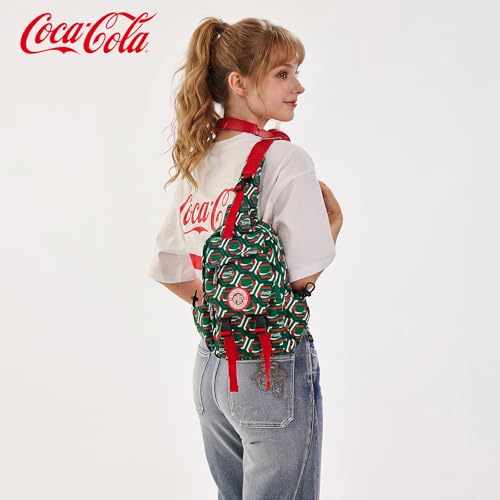 Sling Backpack Crossbody Bag with Coca-Cola Logo Sling Bag Travel Casual Daypack Unisex Green CO-BG-10-102-GN