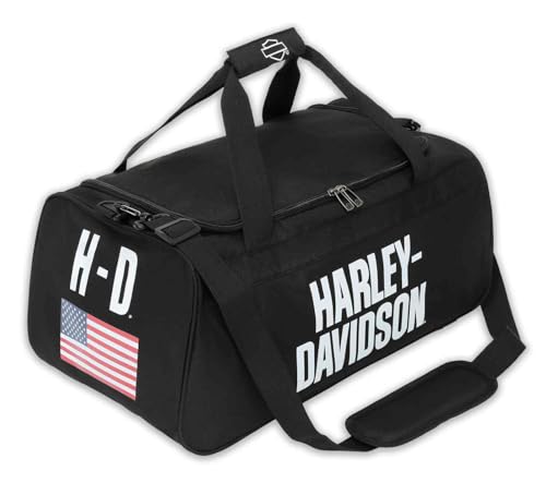 Harley-Davidson Rugged American Flag Graphic Durable Duffel Bag, Black