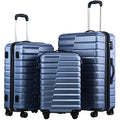 Coolife Luggage Sets, 3 Piece Hard Shell Suitcase Set with Spinner Wheels, Expandable Large Checked Luggage, Lightweight Rolling Carry On with TSA Lock Blue