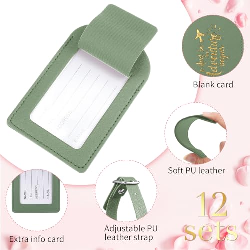 Amylove Bulk Wedding Favors Luggage Tags Gifts, and So The Adventure Begins Luggage Tags for Guests Bridal Gifts, 24 Pack (Olive Green)