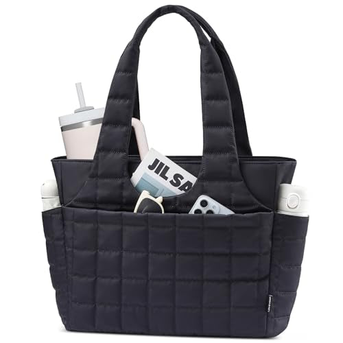 LOVEVOOK Tote Bag for Women, Lightweight Puffer Tote Bag with Compartments Quilted Shoulder Bag for Travel Work Teacher Nurse