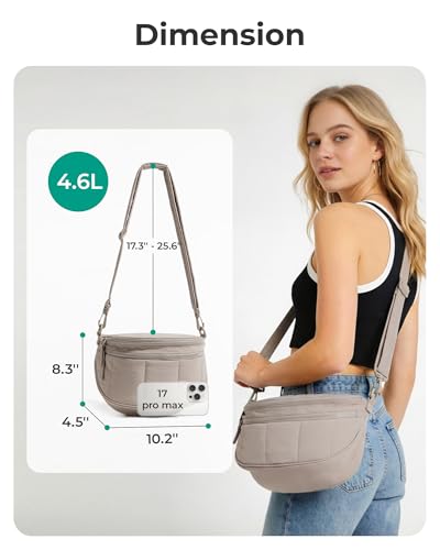 BAGSMART Crossbody Bags for Women Travel Purse, Puffer Bum Bag Handbag Wallets, Crossbody Fanny Packs for Travel & Work, Black