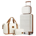 Kono Luggage Set 4 Piece Carry On Hardside Luggage with TSA Lock Spinner Wheels Lightweight PC+ABS Carry On Suitcase Cream White