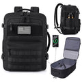 MOZETO TSA Approved Carry On Backpack, Extra Large Tactical Travel Backpack for Men, Airplane Approved Weekender Bag, Water Resistant Lightweight Laptop Daypack for Flight, Black