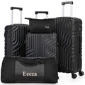 Eeeza Luggage Sets 5 Piece Suitcase with ABS Hard Shell Lightweight Combination Lock and Double Rotatable Detachable Wheels(Black,20"/24"/28"/DB/TB)