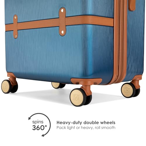 Badgley Mischka Grace 3 Piece Polycarbonate-ABS Expandable Retro Luggage Set (Navy)