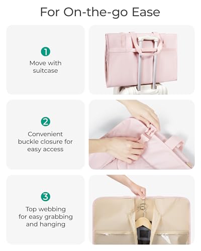 BAGSMART Garment Bags for Travel Foldable Carry on Suit Carrier for Hanging Clothes Stylish Dress Carrier Large Convertible Weekender Garment Bags for Women Men