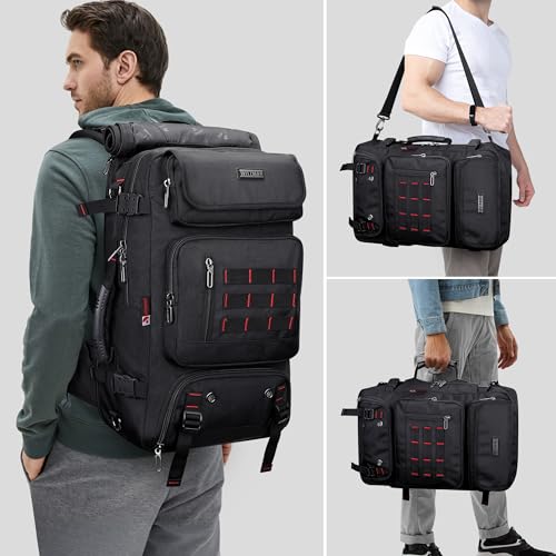 WITZMAN Carry on Travel Backpack for Men Women Airline Approved Convertible Nylon Duffle Backpack Luggage Bag (B682 Black)