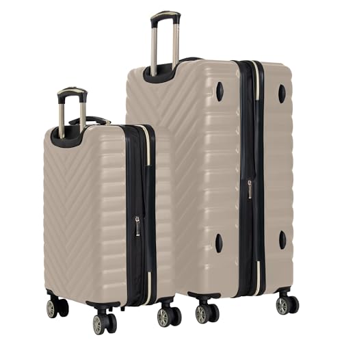 Kenneth Cole REACTION Madison Square Lightweight Hardside Chevron Expandable Spinner Luggage, Taupe, 2-Piece Set (20" & 28")