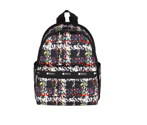 LeSportsac Running Weave Basic Backpack/Rucksack, Style 7812/Color E474, Festive & Colorful Confetti Style Abstract Printed Weave Pattern, Modern & Fun Interpretative Plaid Design