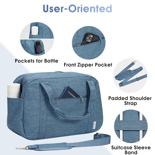 Narwey 18" Carry on Bag Underseat for Airplane Spirit Airlines Personal Item Travel Bag 18x14x8 Small Duffle Bag Duffel Bag Gym Weekender Overnight Bag with Wet Pocket for Women and Men (Navy Blue)