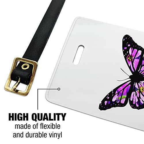Butterfly with Flowers Luggage ID Tags Suitcase Carry-On Cards - Set of 2