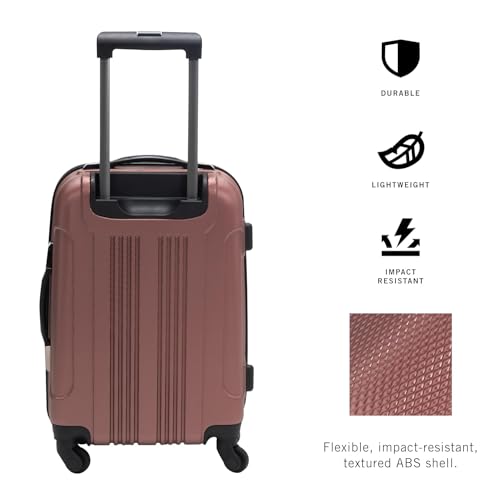 Kenneth Cole REACTION Out of Bounds Lightweight Hardshell 4-Wheel Spinner Luggage, Rose Gold, 20-Inch Carry On