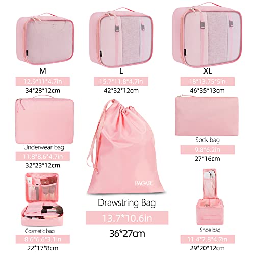 BAGAIL 8 Set Packing Cubes Luggage Packing Organizers for Travel Accessories-Blush Pink