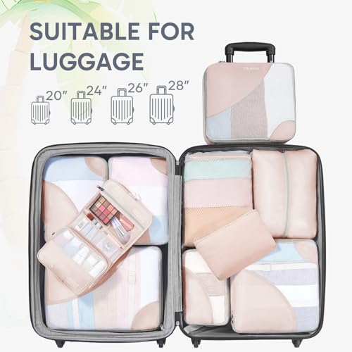 10 Set Packing Cubes for Travel, Gifts for Women Mom,Anti-Tearing Suitcase Organizer for Luggage with Shoe & Hanging Toiletry Bag,OlarHike Vacation Essentials & Accessories for Cruise Ship