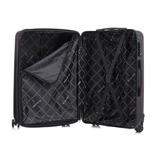 US ARMY Fox Pro 3 Pcs Set Expandable Suitcase with TSA Lock | 20, 24, 28 inch Lightweight Hardshell Luggage with Spinner Wheels, Chevron Icon, Gel Handle, Retractable Trolley, Side Studs | Black