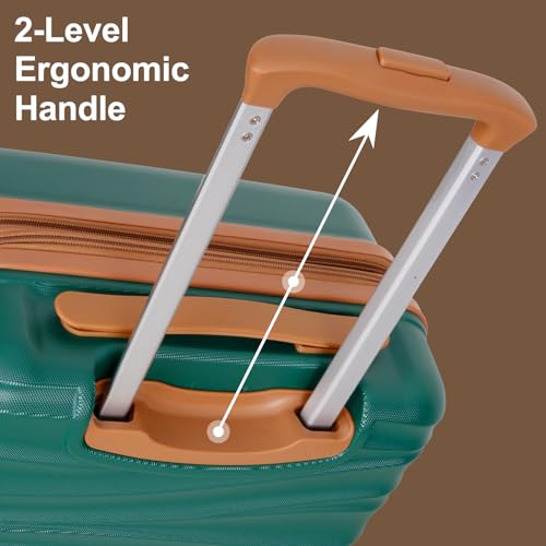 Romswi 30" Hardside Checked Luggage, Large Checked Suitcase with Dual Spinner Wheels, Hardshell Suitcase with TSA Lock,YKK Zipper, Scratch-Resistantr Green