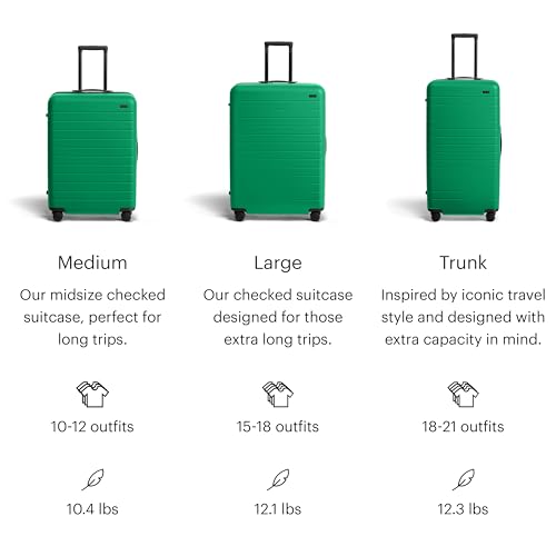 Away Amazon Exclusive Large Checked Luggage - 29-Inch Lightweight Hardside Suitcase with Four WhisperGlide 360° Spinner Wheels, Interior Compression System, TSA-Accepted Lock - Palm Green