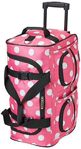 Rockland 22" Polyester Rolling Duffel Bag, Pink Dot