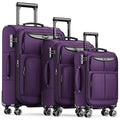 SHOWKOO Luggage Sets 3 Piece Softside Expandable Lightweight Durable Suitcase Sets Double Spinner Wheels TSA Lock Purple (20in/24in/28in)