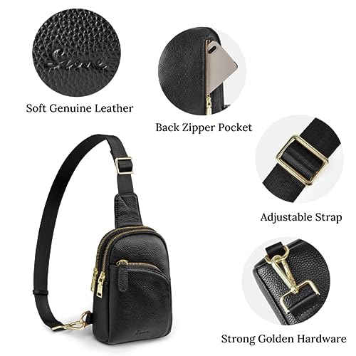 S-ZONE Genuine Leather RFID Blocking Small Sling Bag Women Crossbody Fanny Packs