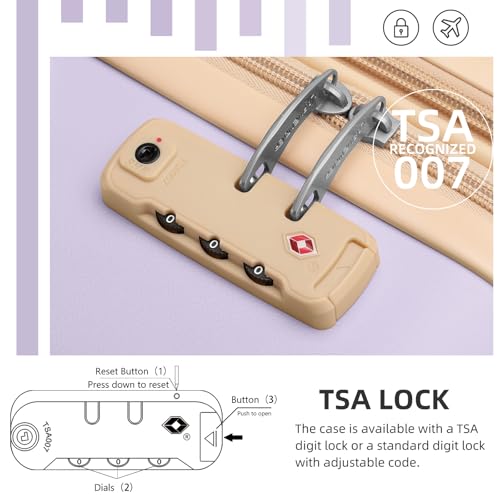 LARVENDER Luggage Sets 3 Piece Expandable Carry on Luggage 22x14x9 Airline Approved Hardshell Suitcase with Wheels TSA Lock, Lightweight Suitcase Set for Women with Travel Backpack, Lavender