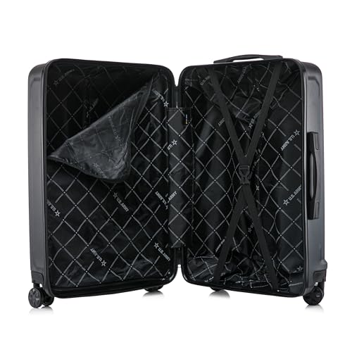 US ARMY Fox 28 inch Hardside Luggage with Spinner Wheels | Lightweight Large Suitcase for Extended Travel | Chevron Icon, Gel Handle, Side Studs, Retractable Trolley, Heavy Duty | Black