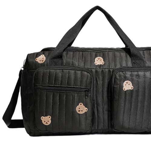 ALINUOYQ Quilted Diaper Bag Tote Cute Large Baby Bag for Mom, Hospital Bags for Labor Delivery, Weekender & Overnight Travel Duffel Bags for Women, Pañaleras para Bebe