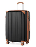 Coolife Luggage Expandable(only 28") Suitcase PC+ABS Spinner 20in 24in 28in Carry on (apricot black, L(28in))