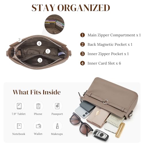S-ZONE Genuine Leather Crossbody Bags for Women Small Leather Purse Cross Body Soft Shoulder Handbag Trendy