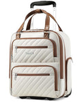 LUGGEX Underseat Carry On Luggage with Wheels, UDK Stylish Lightweight Under Seat Luggage, Soft Sided Personal Item Suitcase for Short Trip (UX-Core, Cream White, 16 Inch)