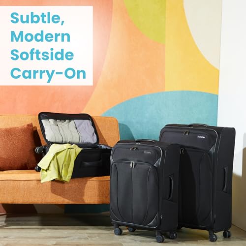 American Tourister 4 KIX 2.0 Expandable Softside Luggage with Spinner Wheels, 20 SPINNER, BLACK