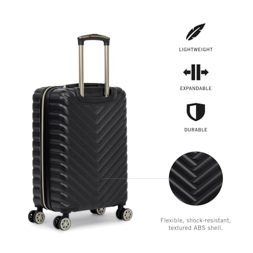 Kenneth Cole REACTION Madison Square Lightweight Hardside Chevron Expandable Spinner Luggage, Black, (28-Inch Checked)