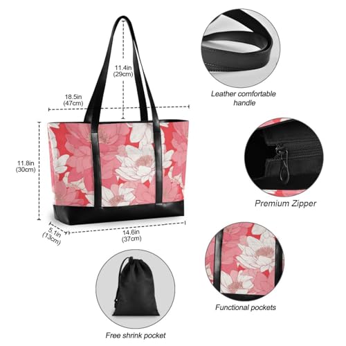 Peach Water Lily Flower Bloom professional women's briefcase with zipper work purses for university with university bolsas para computadoras de mujer