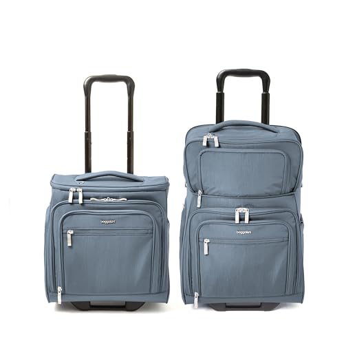 Baggallini Expandable Underseat Carry-On - Lightweight Travel Luggage Carry On Weekender with Wheels