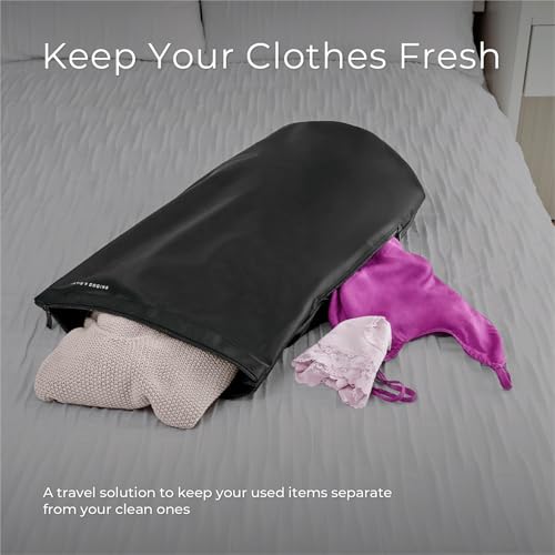 Briggs & Riley Zippered Laundry Bag for Garments - Travel Essentials for Men & Women, Tuck into Luggage, Separate Used & Clean Clothes, Integrated Carry Handle - Travel Essentials, Black