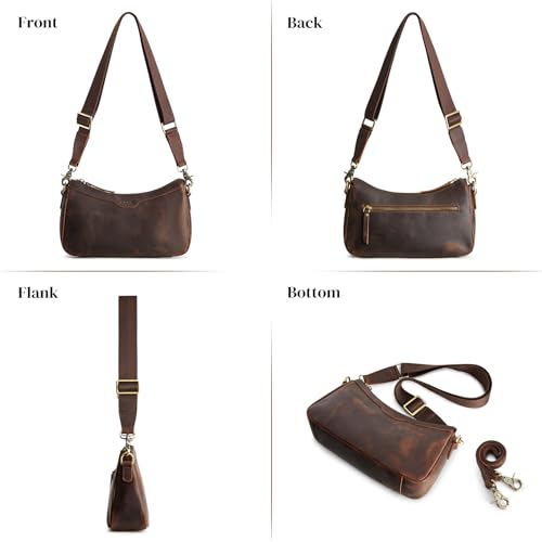 S-ZONE Leather Shoulder Bag for Women Small Crossbody Bags Hobo Purses with 2 Straps