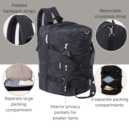 Baggallini MultiZip Convertible Duffel - Lightweight 15x12x12 Inch Travel Backpack Duffel Crossbody Bag for Women