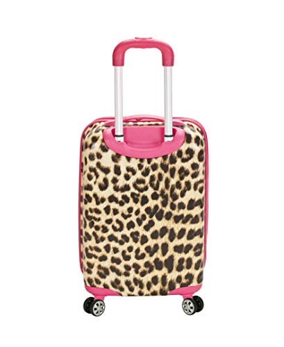 Rockland Safari Hardside Spinner Wheel Luggage, Carry-on 20", Pink Leopard