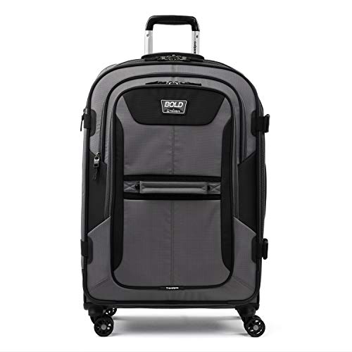 Travelpro Bold Softside Expandable Check in Spinner Luggage, Check in 26-Inch, Grey/Black