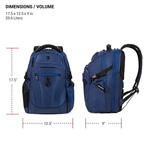 SwissGear Endure ScanSmart Laptop Backpack – TSA Approved Tech Backpack – Fits Most 17" Laptop – Multiple Organizer Pockets – Navy Ballistic