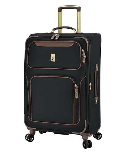 London Fog Nottingham 25 Inch Expandable Spinner Softside Suitcase, Black Chestnut