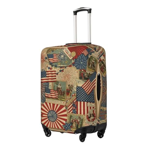 XBFCDN Patriotic 4th of July Luggage Cover, American Flag Fireworks Elastic Suitcase Protector for Independence Day Travel (Fits 22-24 Inch Luggage)