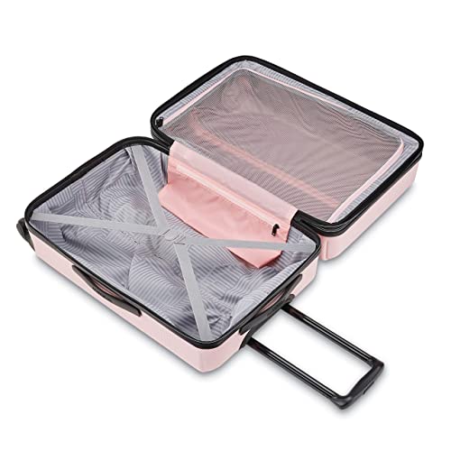 American Tourister Stratum XLT Expandable Hardside Luggage with Spinner Wheels, Pink Blush, Checked-Large 28-Inch