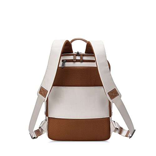 DELSEY PARIS Chatelet Air 2.0 - Travel Laptop Backpack - Fits 14" Laptop - Water-Repellent Recycled Fabric Backpack - Vegan Leather Trim - Smart Trolley Band, Angora